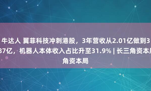 牛达人 翼菲科技冲刺港股，3年营收从2.01亿做到3.87亿，机器人本体收入占比升至31.9% | 长三角资本局